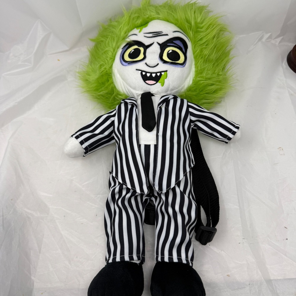 Beetlejuice Plush Backpack Accessory Innovations Striped Suit Green Hair 18"